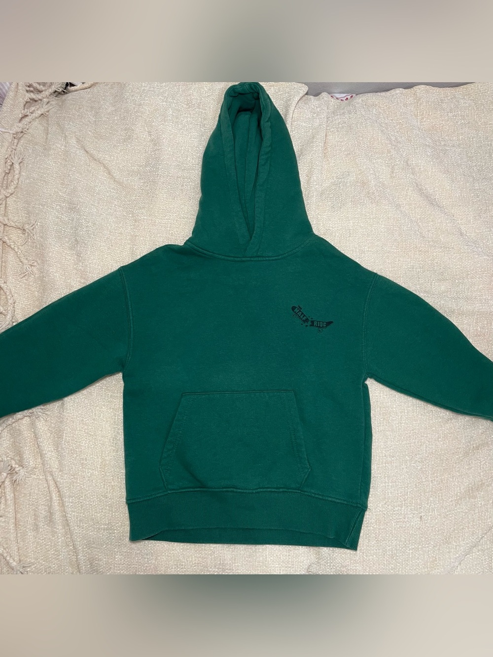 Zara Dark Green Kids Hoodie with Subtle Logo boys size 6